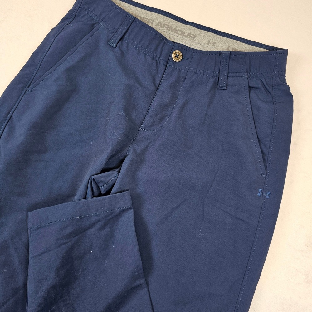 Under Armour Mens Navy Blue Performance Golf Pants 30/32 Flat Front Chino